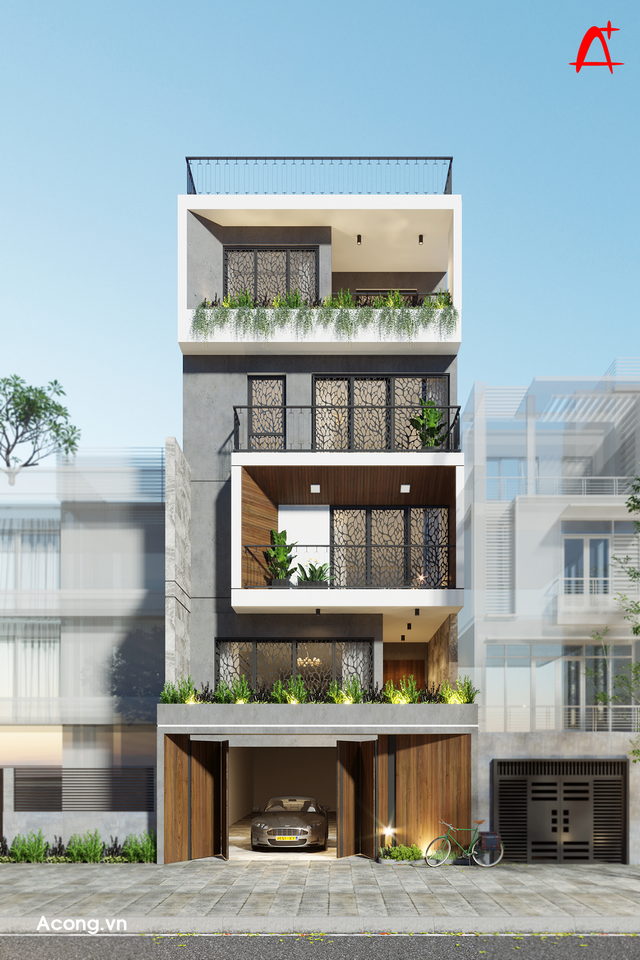 Thiết kế nhà lô phố 5 tầng, mặt tiền rộng 7m, Trần Duy Hưng